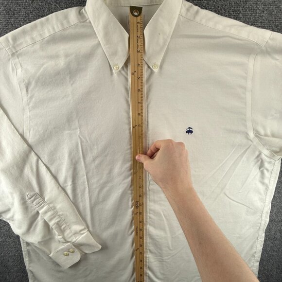 Brooks Brothers Oxford OCBD Cotton Non-Iron XL Button-Down White Shirt Solid Men - Picture 5 of 16